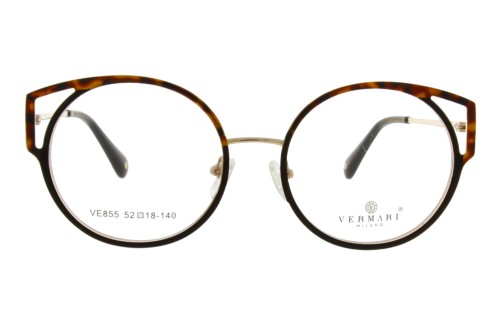 Okulary korekcyjne damskie Vermari Milano VE855 C2 czarno-złote acetat+metal widok z przodu