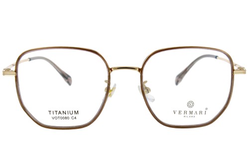 Okulary korekcyjne unisex Vermari Milano VOT0080 C4 złoty mat tytan widok z przodu