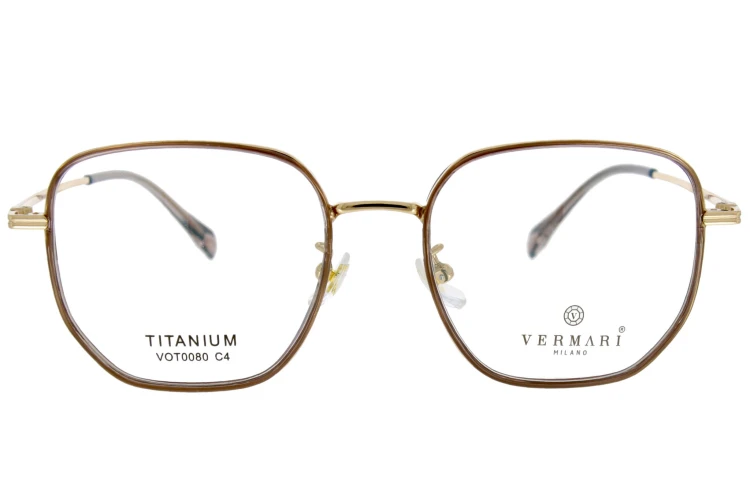 Okulary korekcyjne unisex Vermari Milano VOT0080 C4 złoty mat tytan widok z przodu