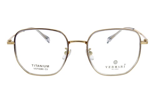Okulary korekcyjne unisex Vermari Milano VOT0080 C3 złoty mat tytan widok z przodu