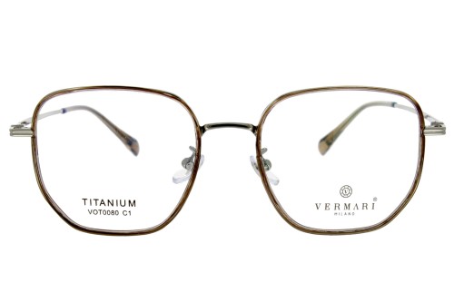 Okulary korekcyjne unisex Vermari Milano VOT0080 C1 brązowy mat tytan widok z przodu
