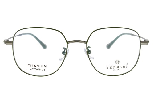 Okulary korekcyjne unisex Vermari Milano VOT0079 C5 ciemnozielony mat tytan widok z przodu