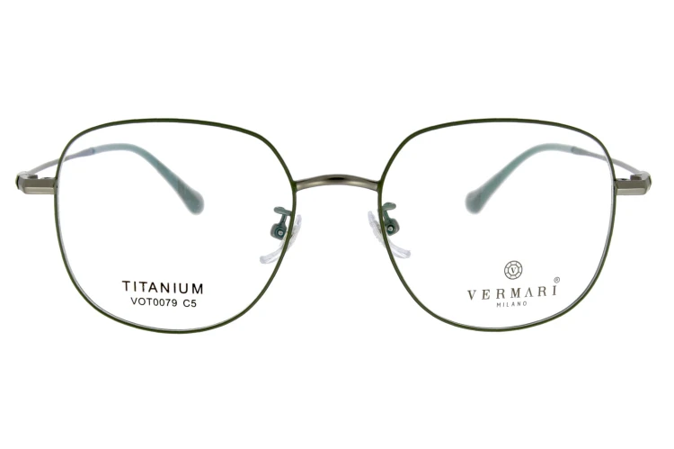 Okulary korekcyjne unisex Vermari Milano VOT0079 C5 ciemnozielony mat tytan widok z przodu