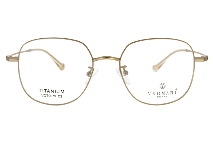 Okulary korekcyjne unisex Vermari Milano VOT0079 C2 złoty mat tytan widok z przodu