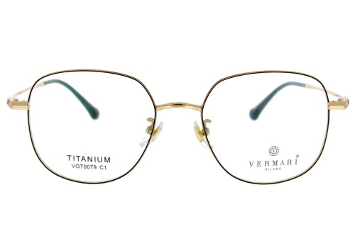 Okulary korekcyjne unisex Vermari Milano VOT0079 C1 złoty tytan widok z przodu