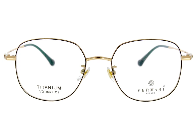 Okulary korekcyjne unisex Vermari Milano VOT0079 C1 złoty tytan widok z przodu