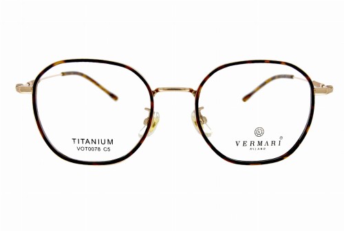 Okulary korekcyjne unisex Vermari Milano VOT0078 C5 złoty z brązowym szylkretem tytan widok z przodu