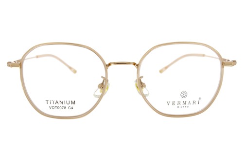 Okulary korekcyjne unisex Vermari Milano VOT0078 C4 złoty mat tytan widok z przodu