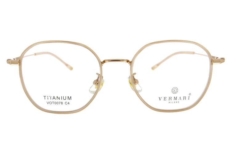 Okulary korekcyjne unisex Vermari Milano VOT0078 C4 złoty mat tytan widok z przodu