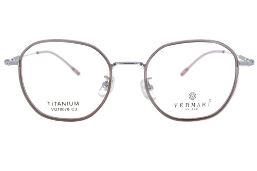 Okulary korekcyjne unisex Vermari Milano VOT0078 C3 srebrno-brązowe tytan widok z przodu