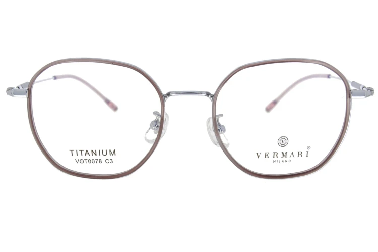 Okulary korekcyjne unisex Vermari Milano VOT0078 C3 srebrno-brązowe tytan widok z przodu
