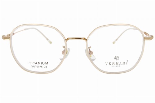 Okulary korekcyjne unisex Vermari Milano VOT0078 C2 złoty połysk tytan widok z przodu