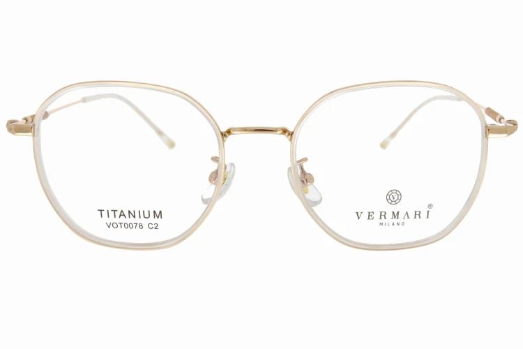 Okulary korekcyjne unisex Vermari Milano VOT0078 C2 złoty połysk tytan widok z przodu