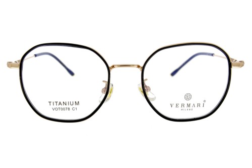 Okulary korekcyjne unisex Vermari Milano VOT0078 C1 czarno-złote tytanowe widok z przodu