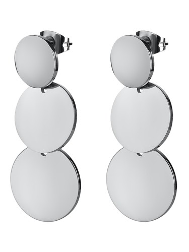 Kolczyki Daniel Klein w kolorze srebrnym złożone z trzech gładkich krążków na sztyfcie