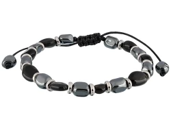 Bransoletka męska z kamieni naturalnych PACIFIC ST-009-S1 - czarny agat i hematyt