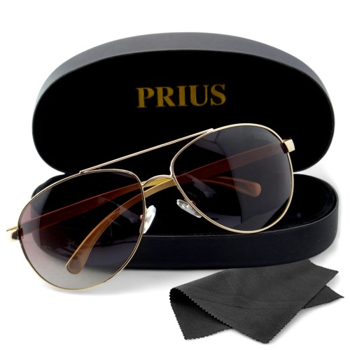 Prius PRM-22 C6 okulary pilotki złote z etui - widok z góry